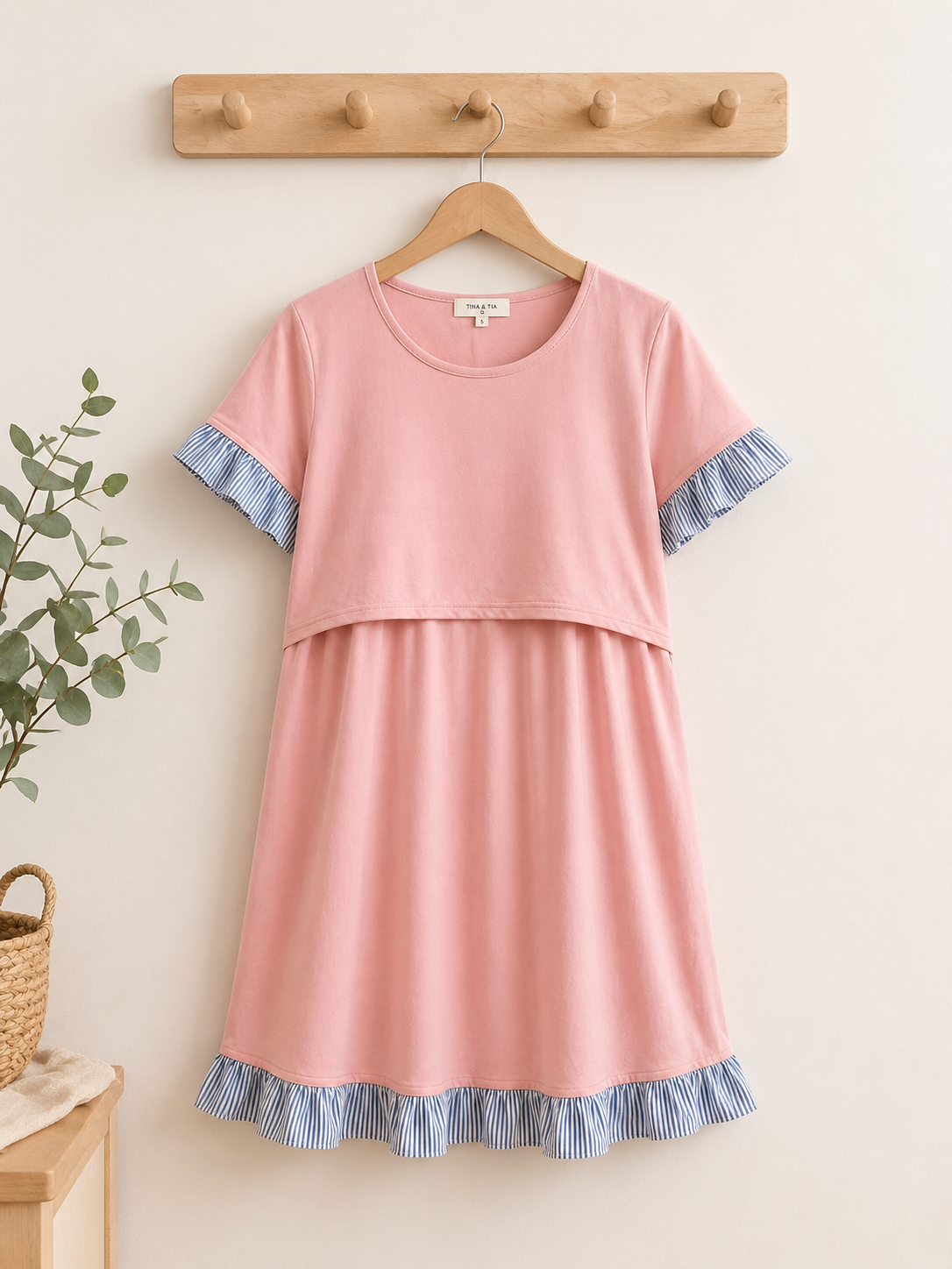 Camisón rosado con volado