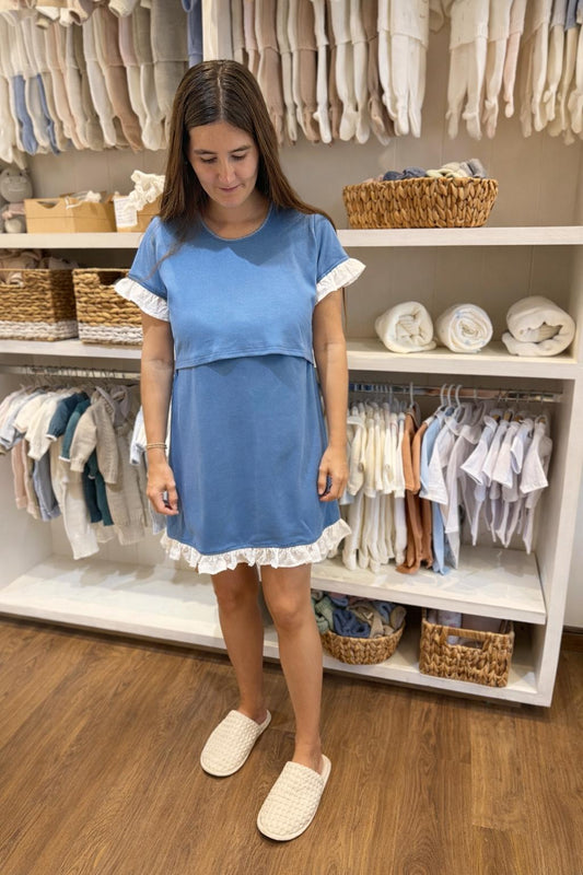 Camisón azul broderie