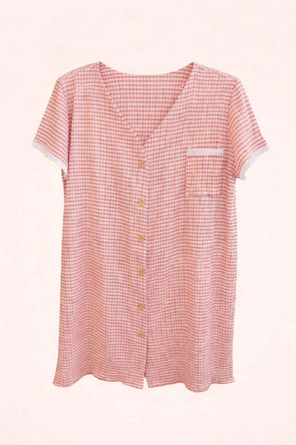 Camisón cuadritos con botones