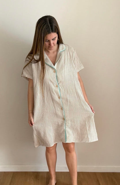 Camisón rayas beige